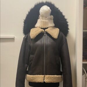 NOT FOR SALE- Levi's Dark Brown Faux Leather Jacket with Shearling Trim